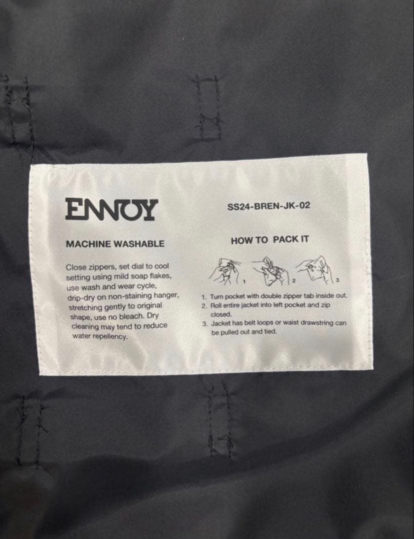 ENNOY PACKABLE NYLON JACKET Lサイズ ブラック