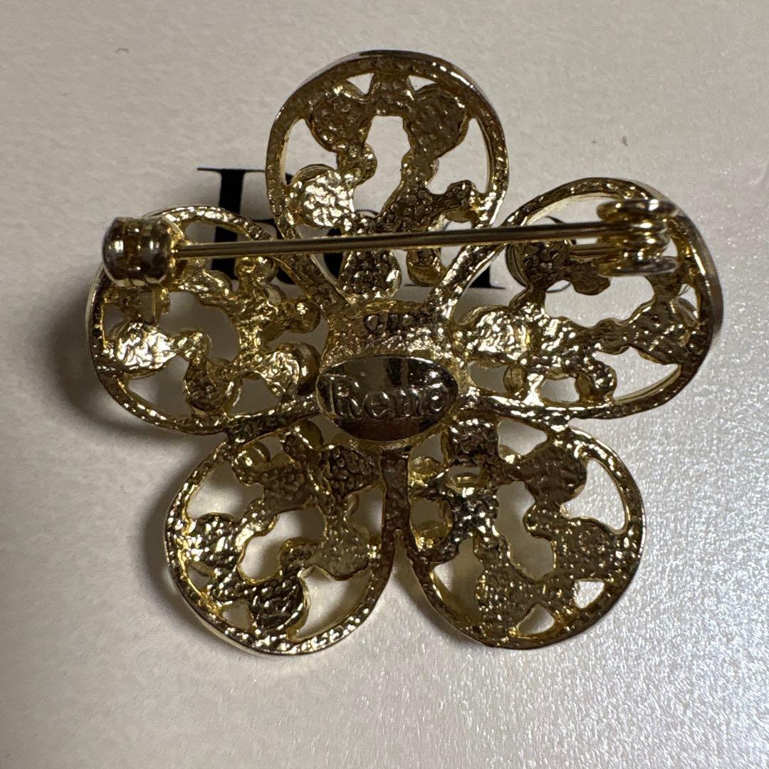 新品未使用　Rene ルネ パール　フラワー　ブローチ　ゴールド　真珠　お花