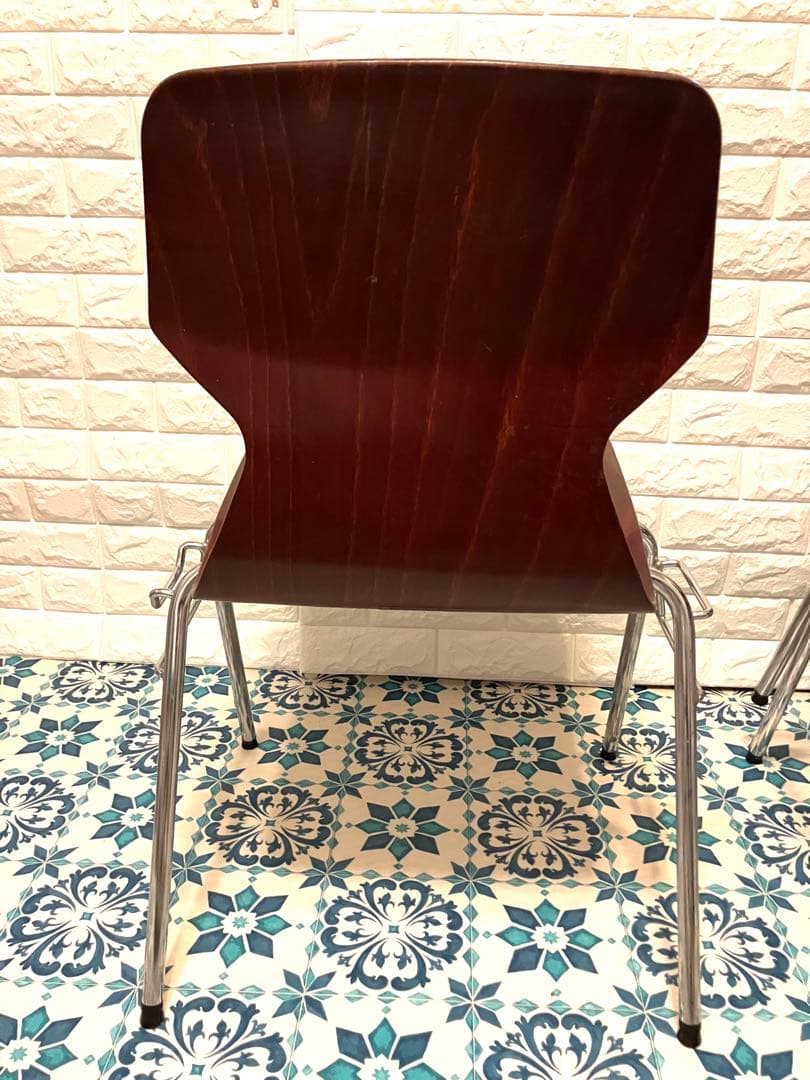 B【2脚】プライウッドチェア 連結・スタッキング可能