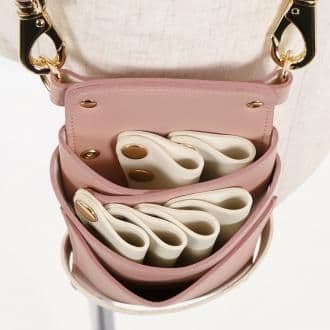 シエーナ ピンク×アイボリー 4〜6丁入れ シザーケース グローブホルダー付き