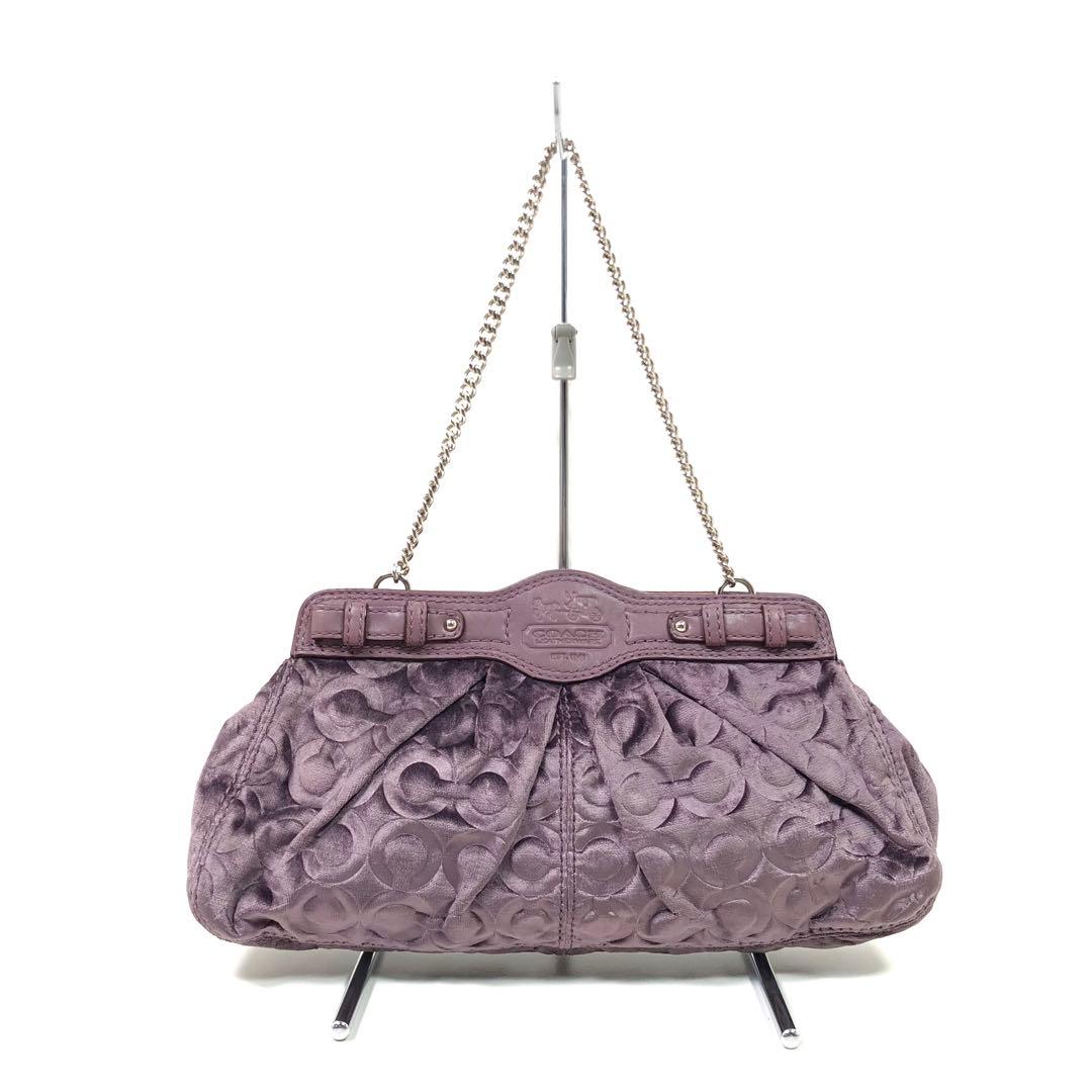 ☆美品☆ COACH コーチ ベロア生地 ワンショルダーバッグ ハンドバッグ
