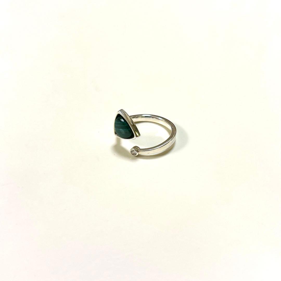 【レア美品】ジュエッテ フォークリング マラカイト×ジルコニア シルバーリング