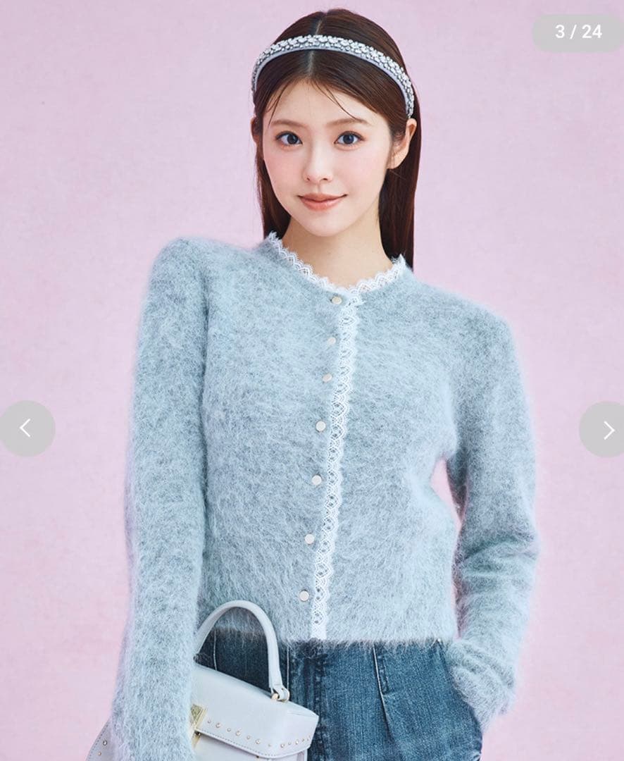 CELFORD セルフォード レーストリミングニットカーディガン