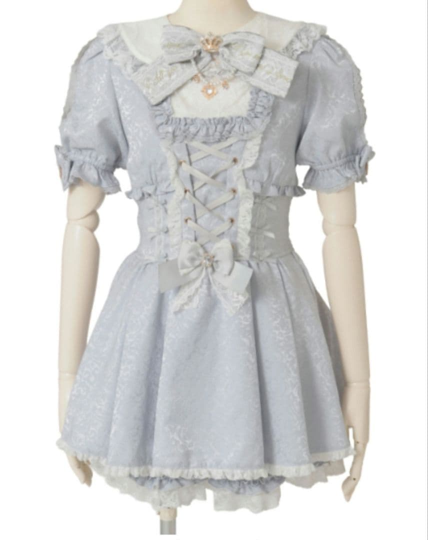 LIZLISA ジャガードフリルセットアップブルー