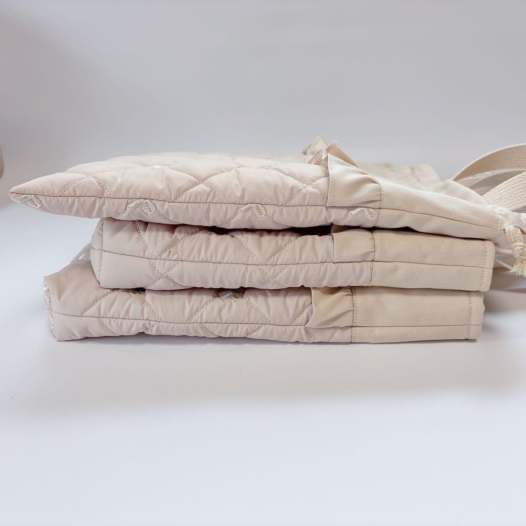 りぼん　刺繍生地　ヌビ　キルト　キルティング　レッスンバッグ　上履き袋　体操着袋