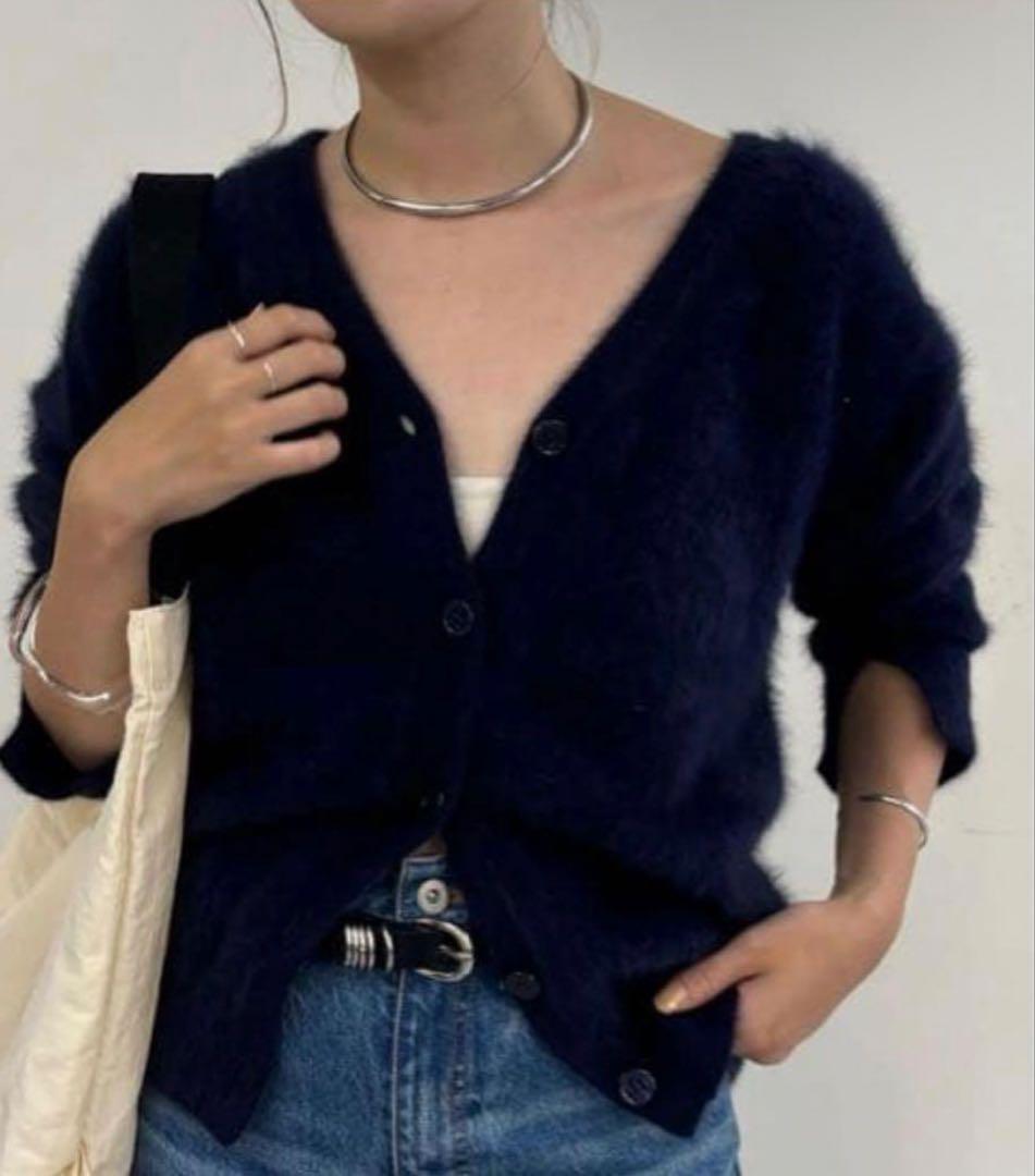 【美品】SHENERYファーカシミア3wayニットカーディガン　ネイビー