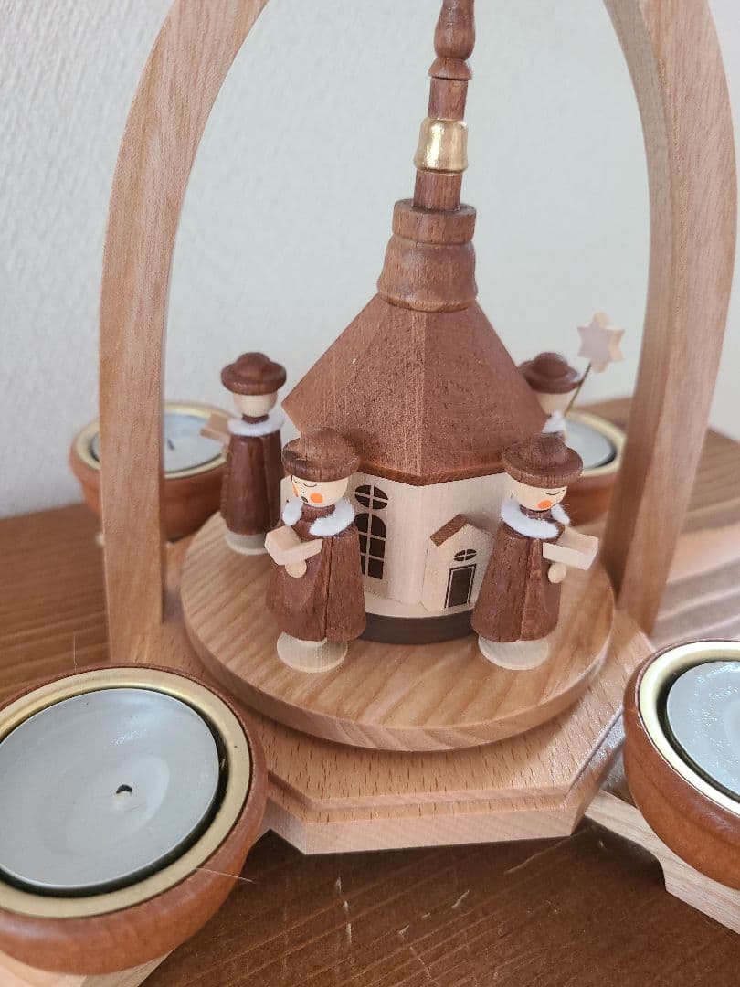 ドイツ・クリスマスピラミッド「ウィンドミル 聖夜の教会」