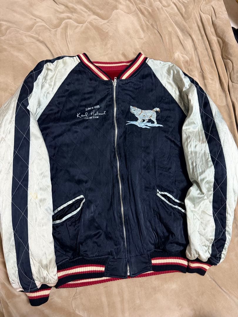 ２面用 Karl Helmut 別珍 鹿 スカジャン サテン vintage
