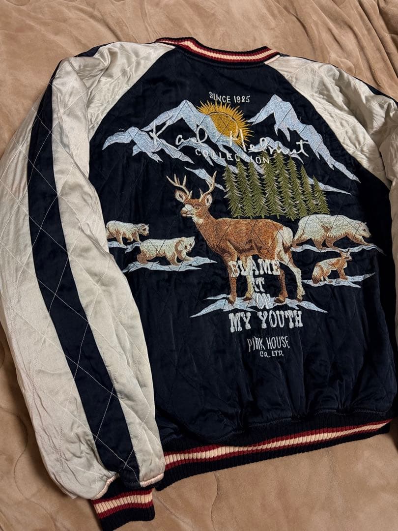 ２面用 Karl Helmut 別珍 鹿 スカジャン サテン vintage