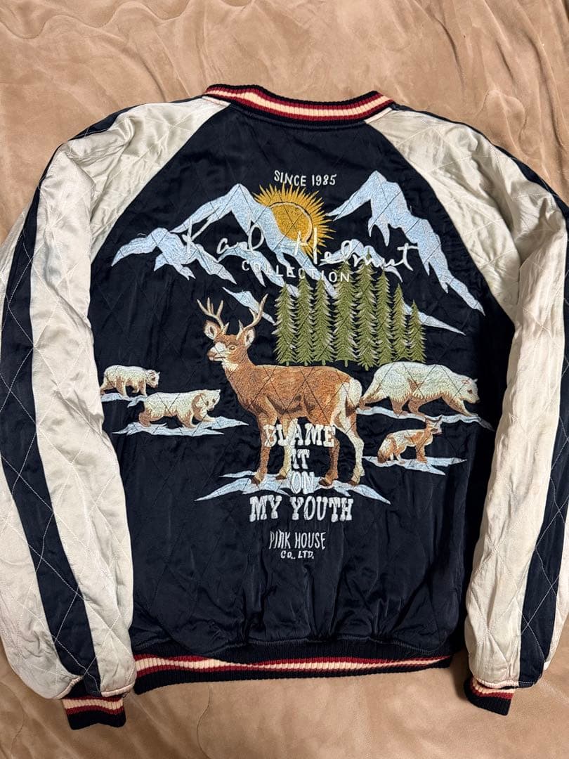 ２面用 Karl Helmut 別珍 鹿 スカジャン サテン vintage