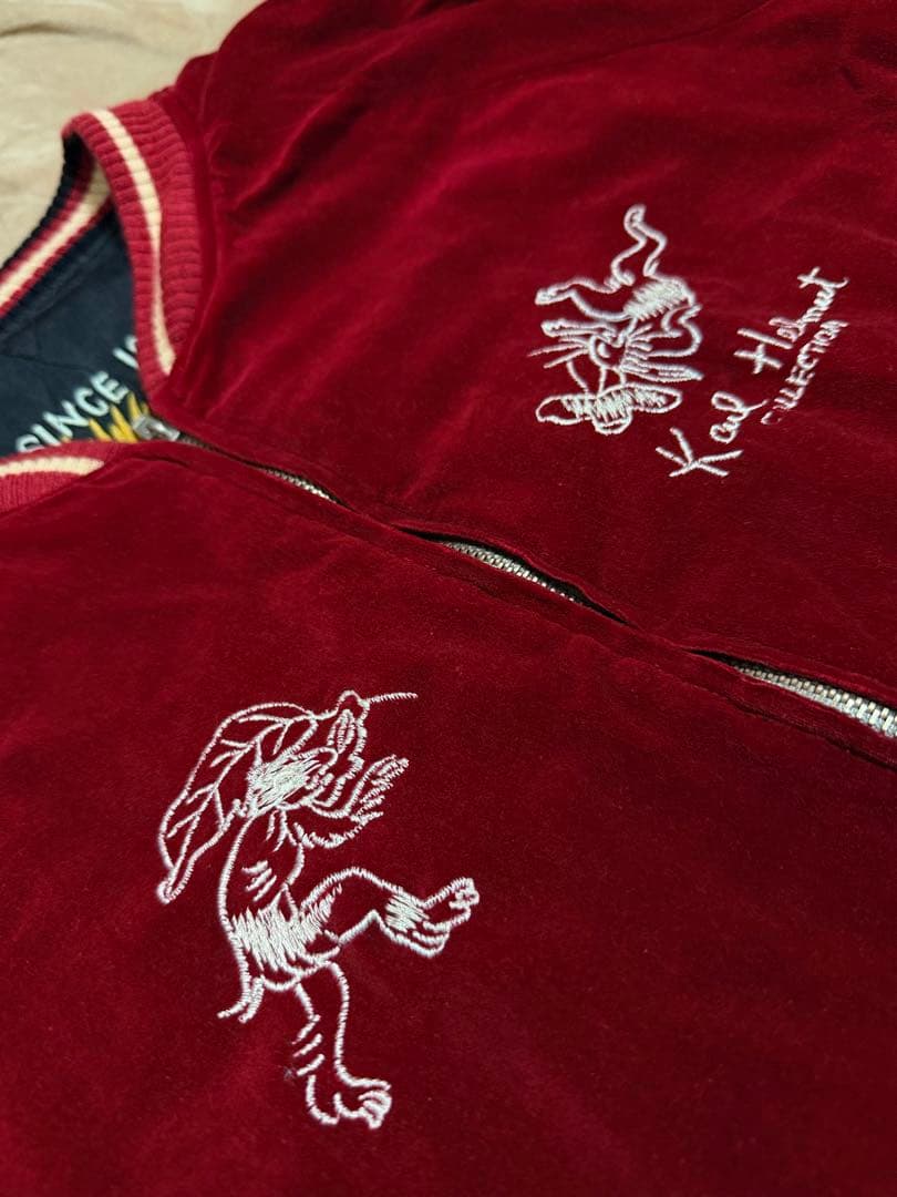 ２面用 Karl Helmut 別珍 鹿 スカジャン サテン vintage