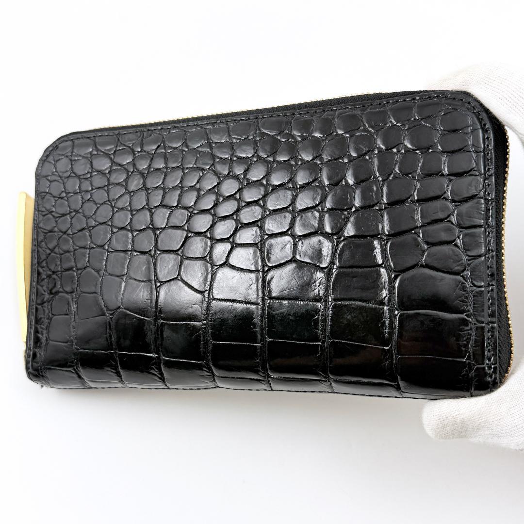 【定価15万】池田工芸 長財布 ポロサス ゴールドパイソン 黒 ワニ革 JRA
