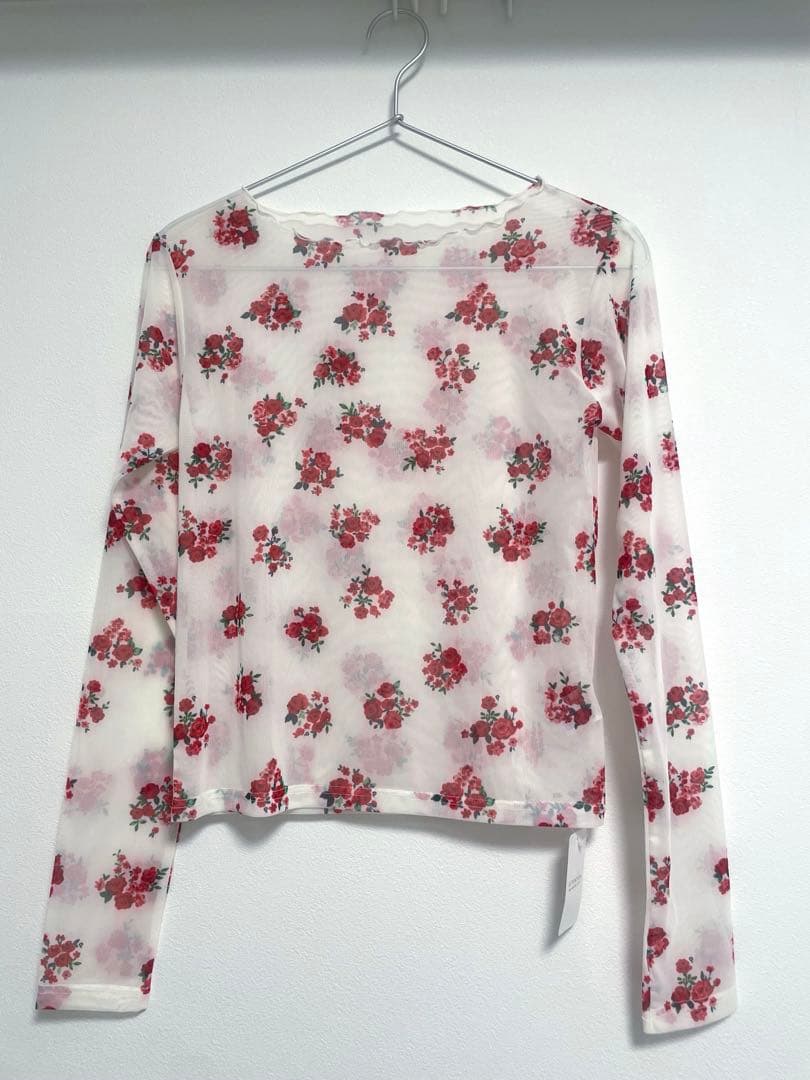 POPPY トップス RED BOUQUET SEE-THROUGH TOPS
