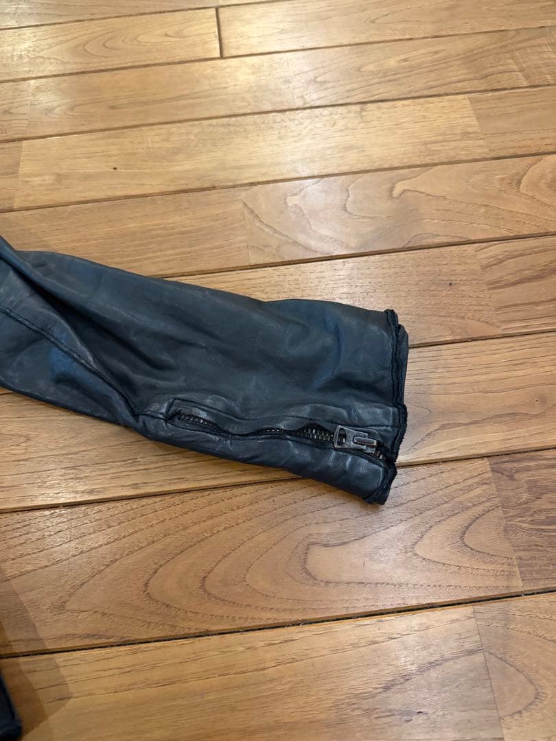 希少_ sisii レザージャケット ノーカラー ブラック 本革 M相当