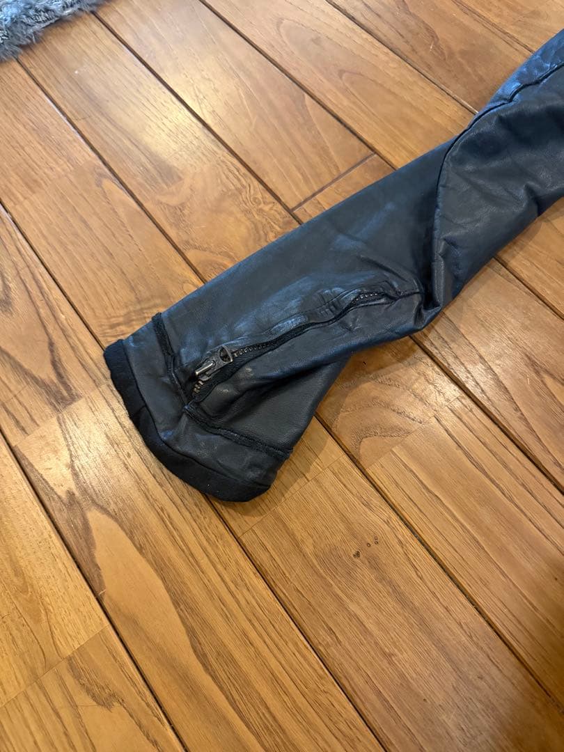 希少_ sisii レザージャケット ノーカラー ブラック 本革 M相当