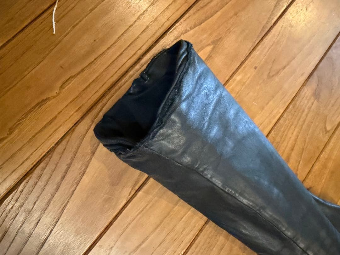 希少_ sisii レザージャケット ノーカラー ブラック 本革 M相当