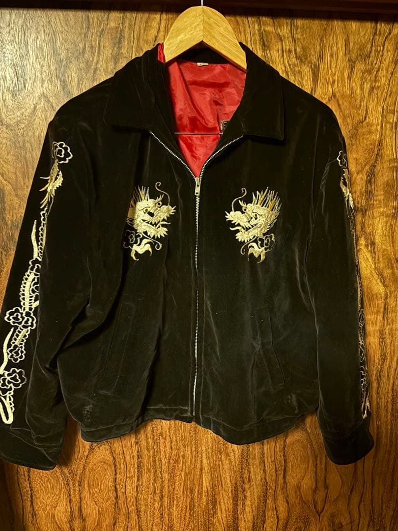 ドラゴン刺繍 ベルベット スカジャン