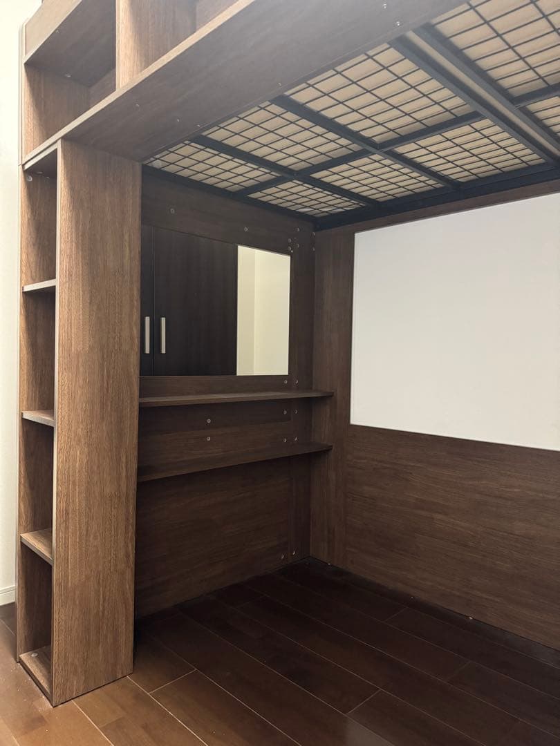 【引き取り希望】Ashby ブラウン ロフトベッド ハイタイプ デスク付き