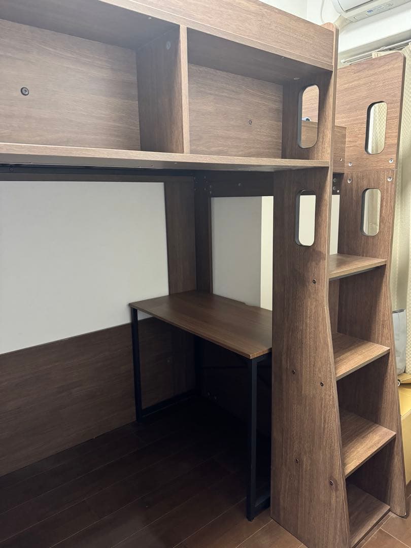 【引き取り希望】Ashby ブラウン ロフトベッド ハイタイプ デスク付き