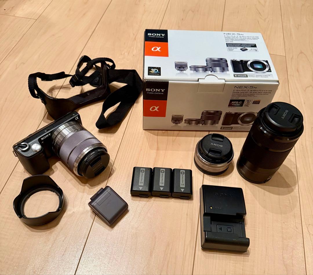 美品　NEX-5N Sony ミラーレス一眼　カメラ　望遠レンズ・バッテリー付