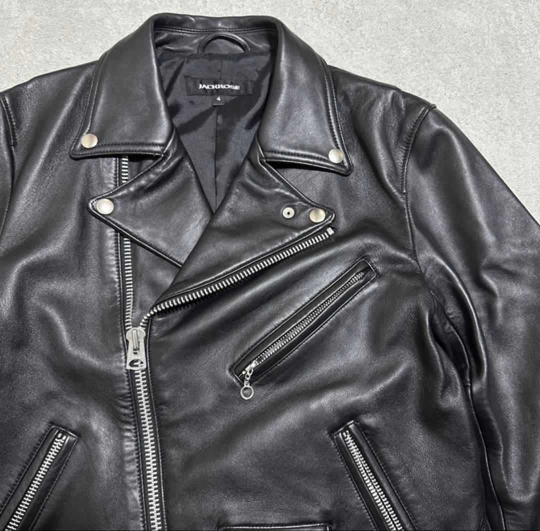 【美品】4(L) ジャックローズ　ダブルライダースジャケット　ラムレザー