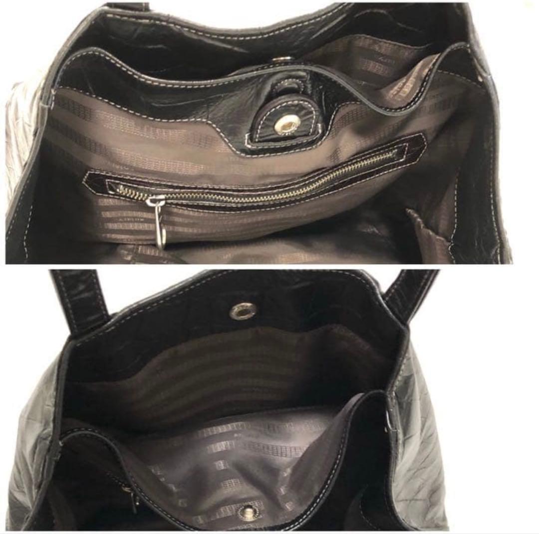 aniary レザー　ブラック　トートバッグ　A4収納可能　クロコ型押し