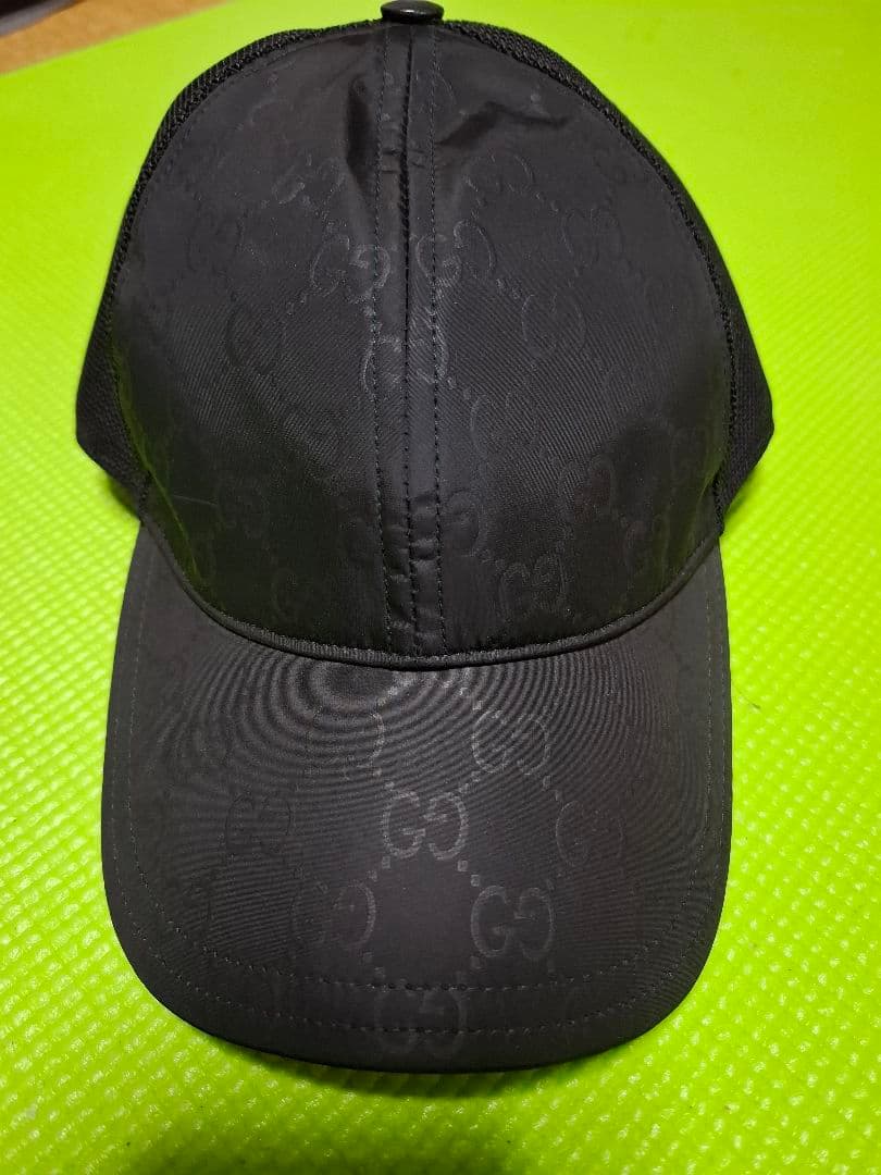 GUCCI ブラック メッシュ ベースボールキャップ　Mサイズ