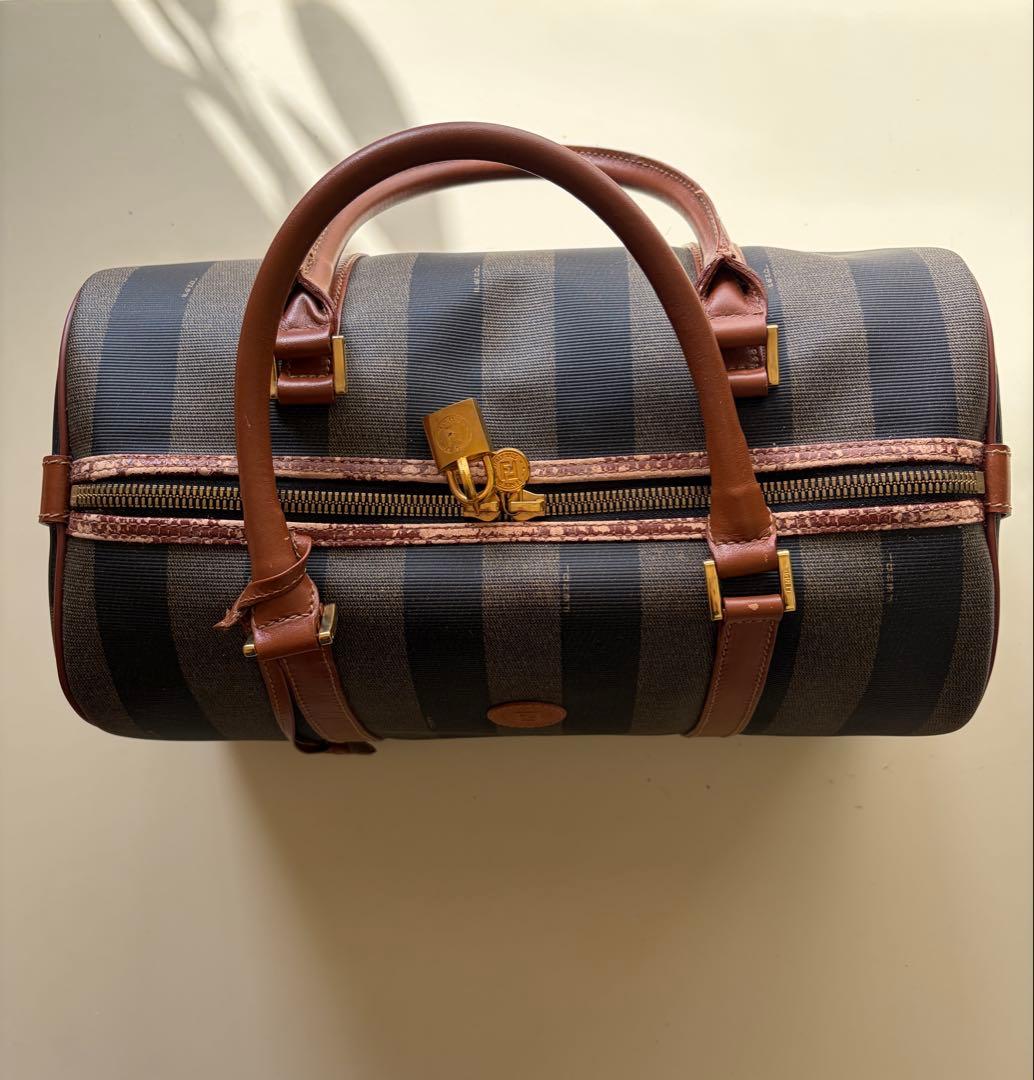 FENDI ストライプデザイン ミニボストンバッグ