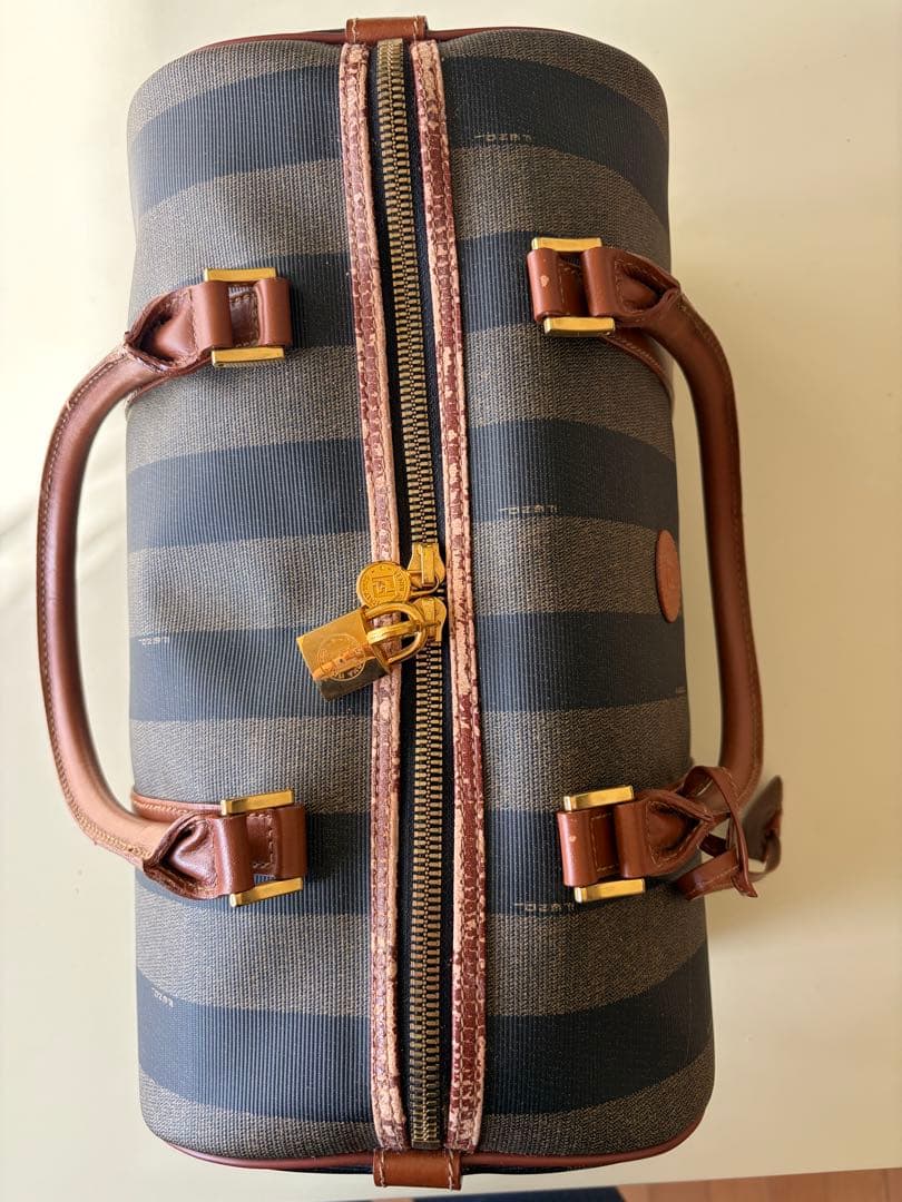 FENDI ストライプデザイン ミニボストンバッグ