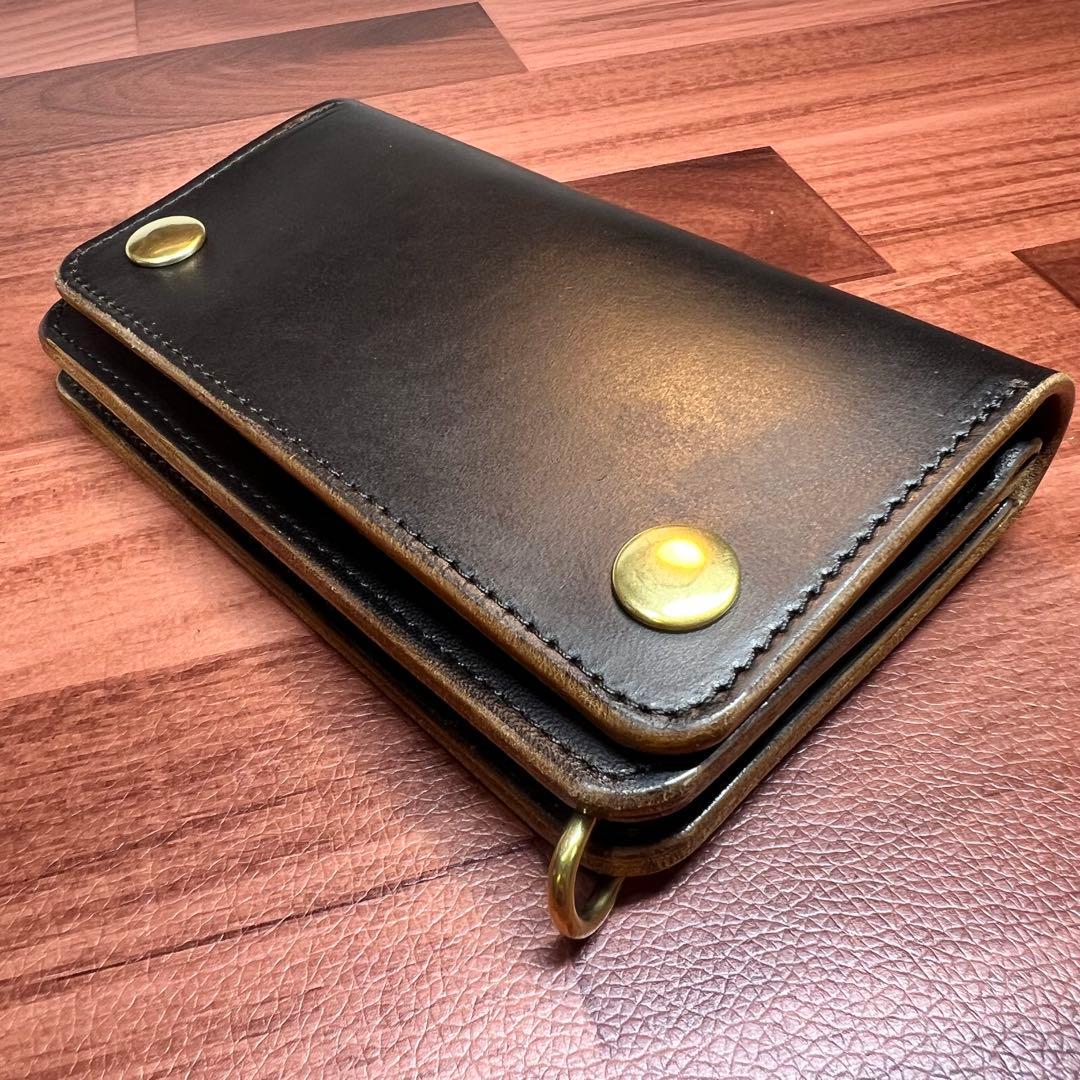 【トラッカーウォレット ミドル 2層】ホースバット ゴールド