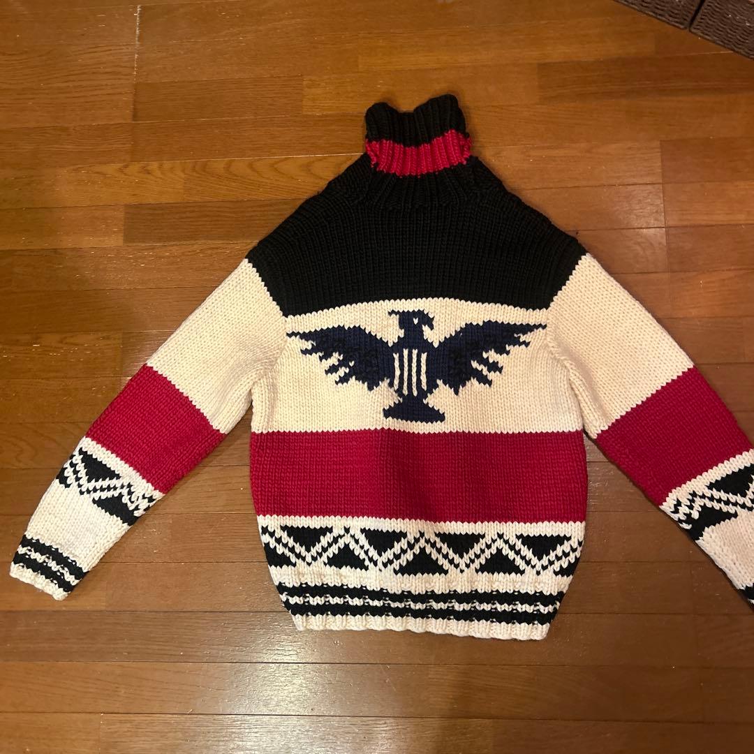 90s ラルフローレンサンダーバード柄ショールカラーニットカウチンニットセーター
