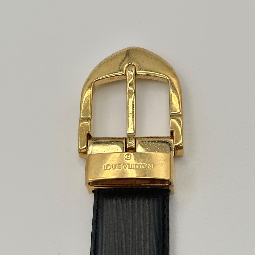 ルイヴィトン サンチュール レザーべルト ゴールドバックル　ブラック　110