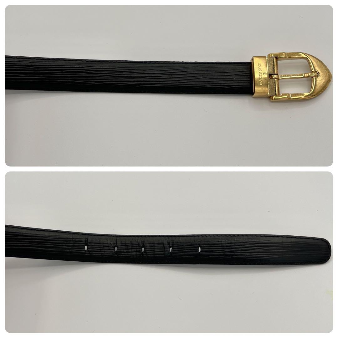 ルイヴィトン サンチュール レザーべルト ゴールドバックル　ブラック　110
