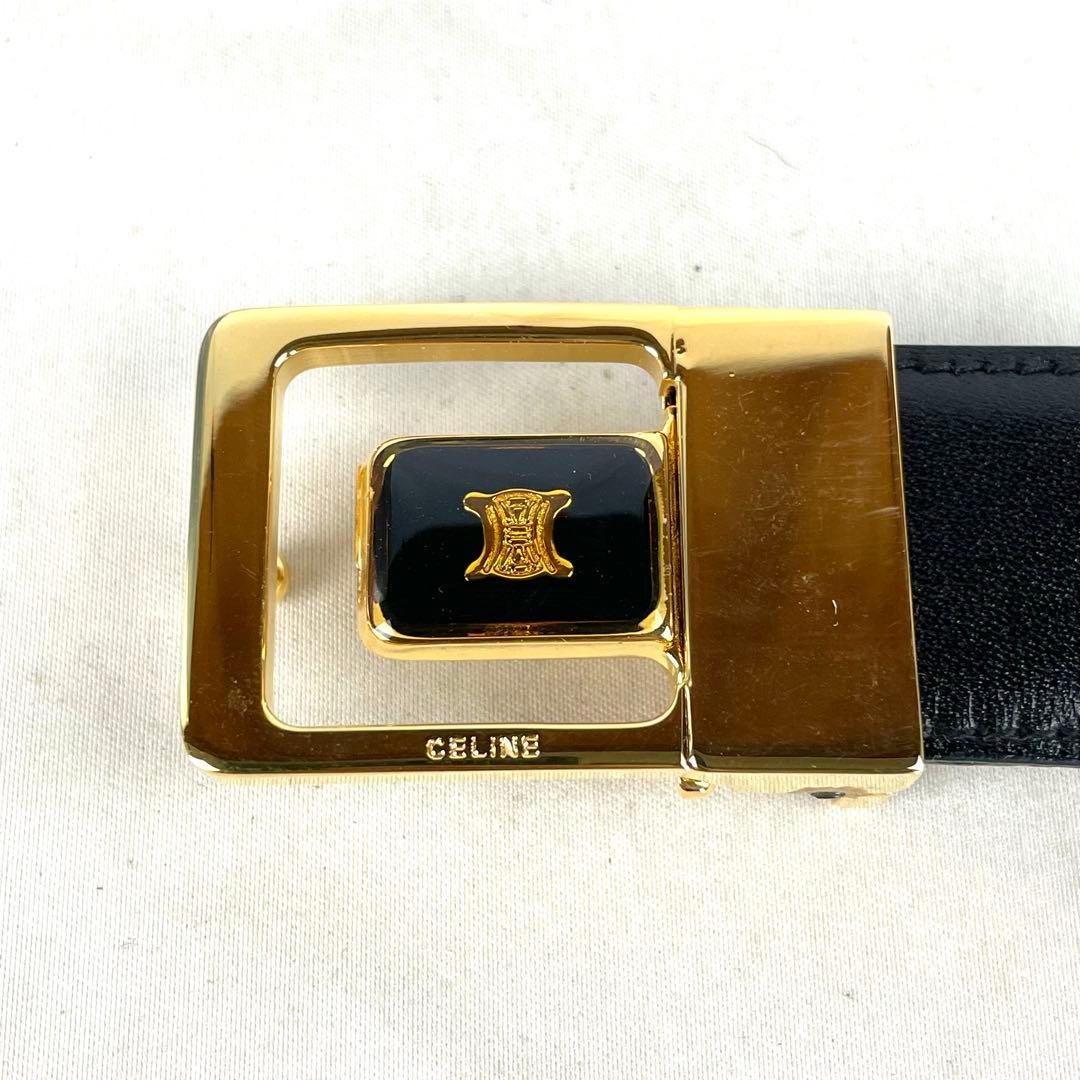 CELINE セリーヌ ベルト トリオンフ ゴールド バックル レザー ブラック