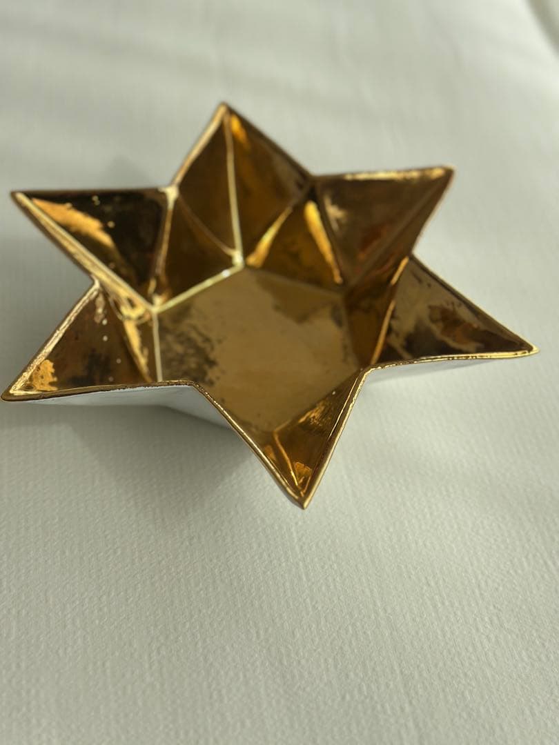 星型 ゴールド 陶器トレイ