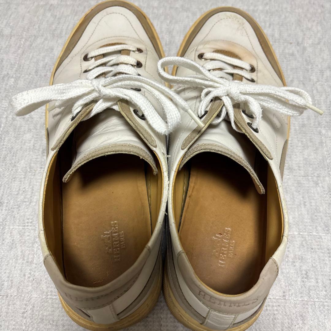 HERMES エルメス スニーカー レザー　ホワイト 42