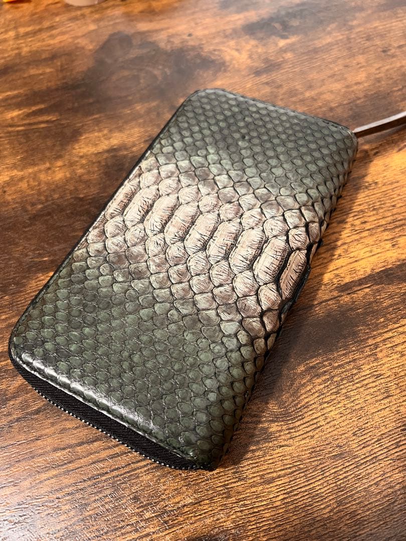 池田工芸　パイソン　長財布　翡翠グリーン