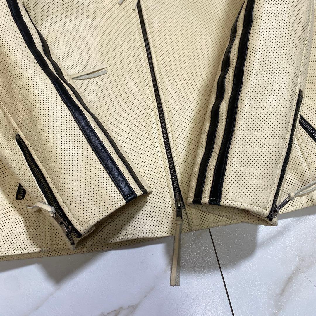 希少⭐︎リューグーレザーズ 牛革 カウレザーパンチングシングルライダースジャケット