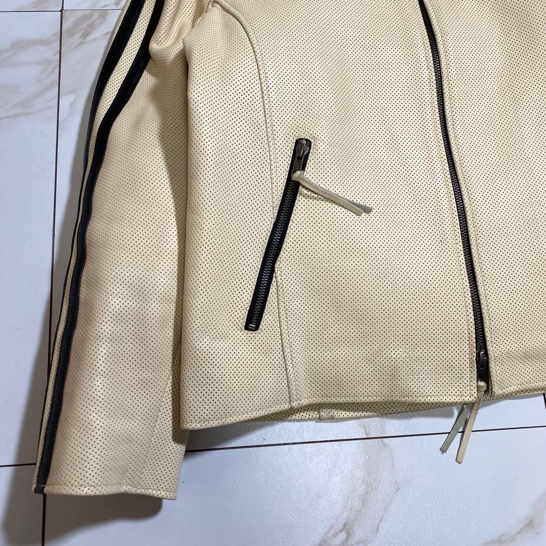 希少⭐︎リューグーレザーズ 牛革 カウレザーパンチングシングルライダースジャケット