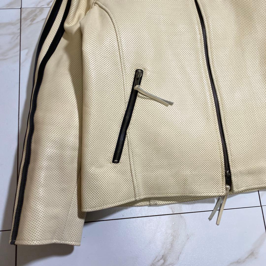 希少⭐︎リューグーレザーズ 牛革 カウレザーパンチングシングルライダースジャケット