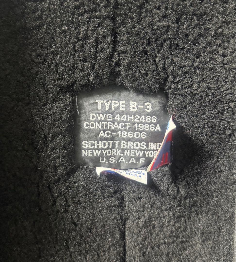 Schott TYPE B-3 ムートンジャケット USA ブラック サイズ36
