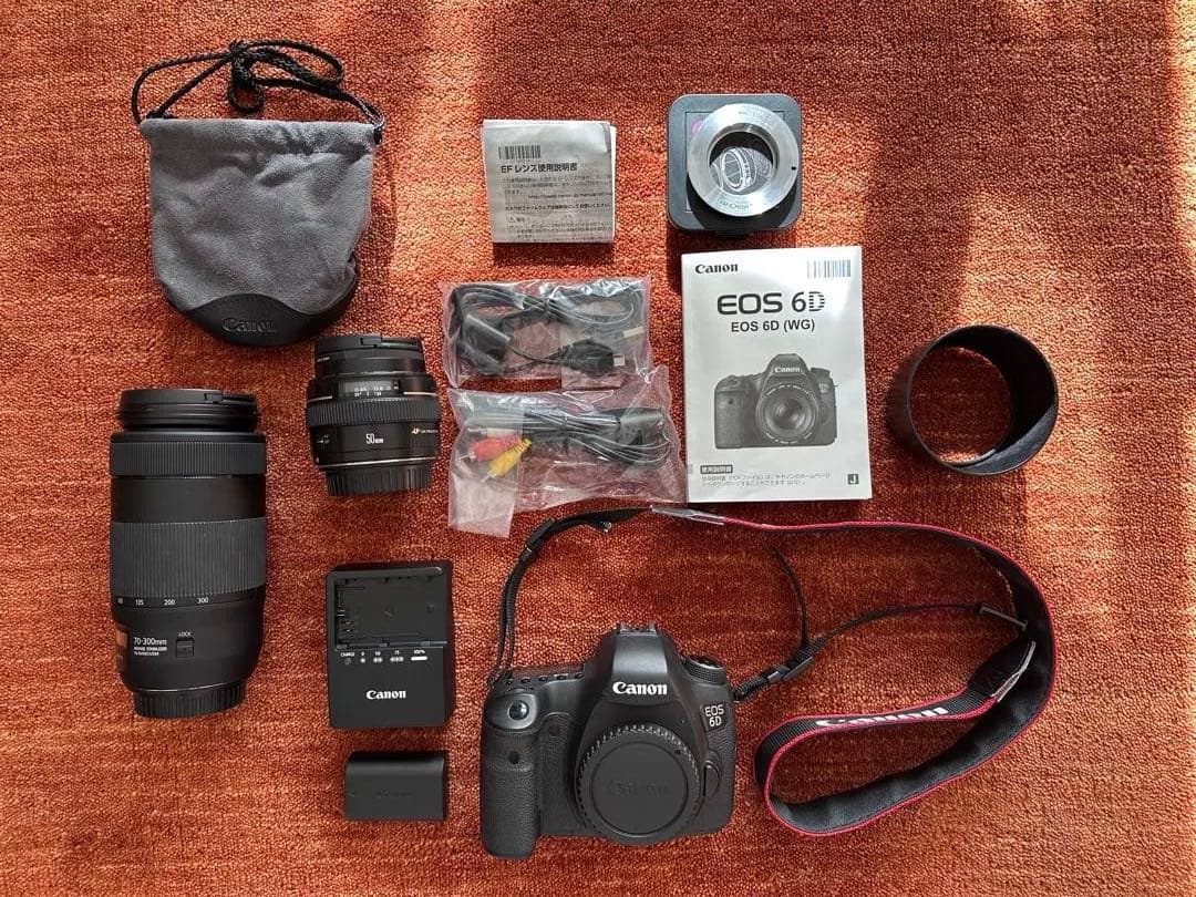 Canon EOS 6D 単焦点レンズ50mm、望遠レンズ70-300mm 付き