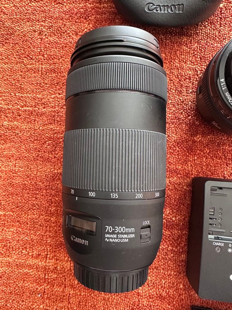 Canon EOS 6D 単焦点レンズ50mm、望遠レンズ70-300mm 付き
