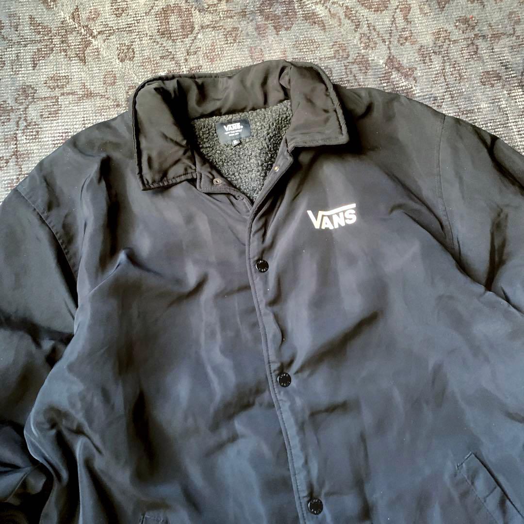 希少 00s VANS バンズ コーチジャケット 裏ボア ナイロン 黒 グランジ