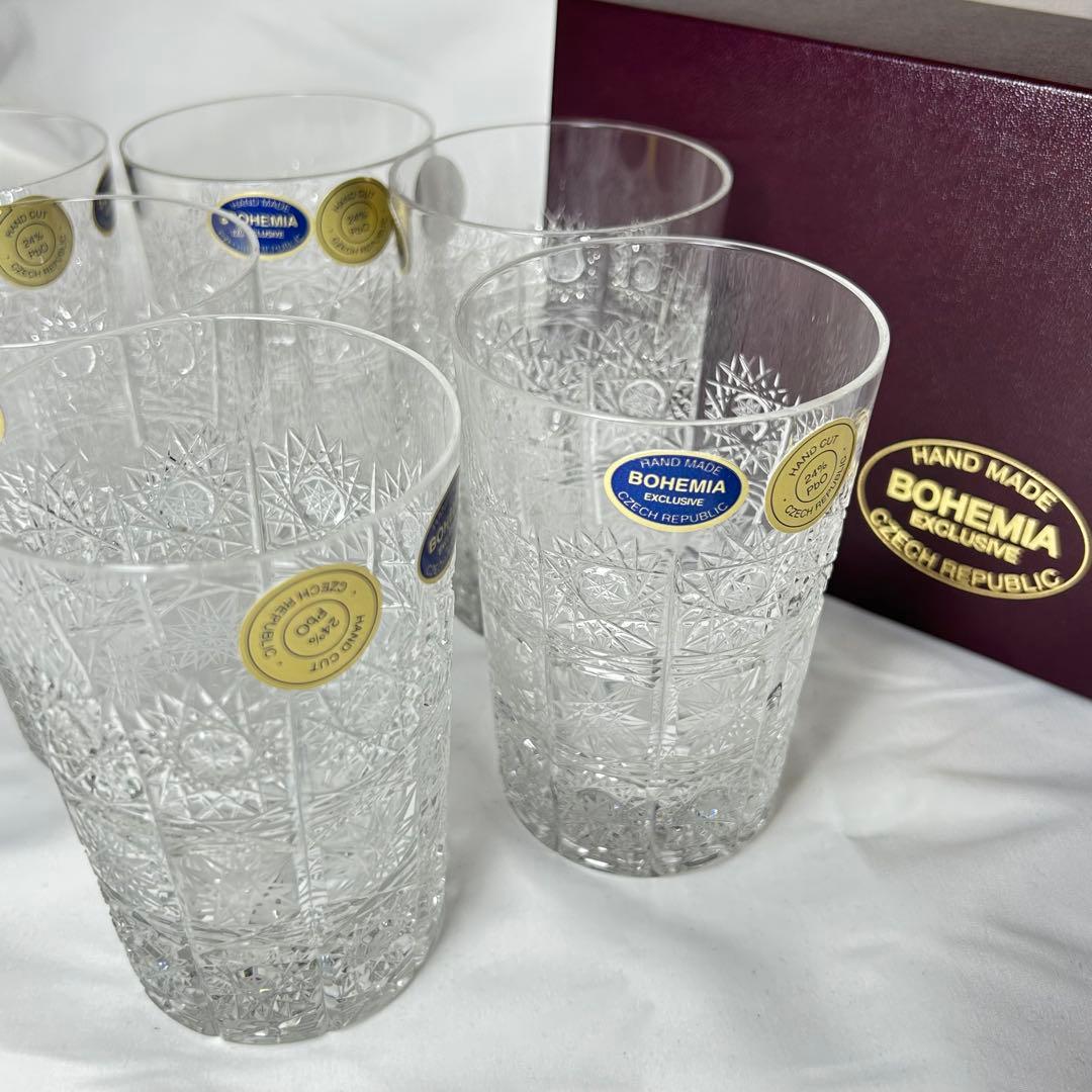 【新品】チェコ製　BOHEMIA グラス　6個セット＋ビールジョッキ