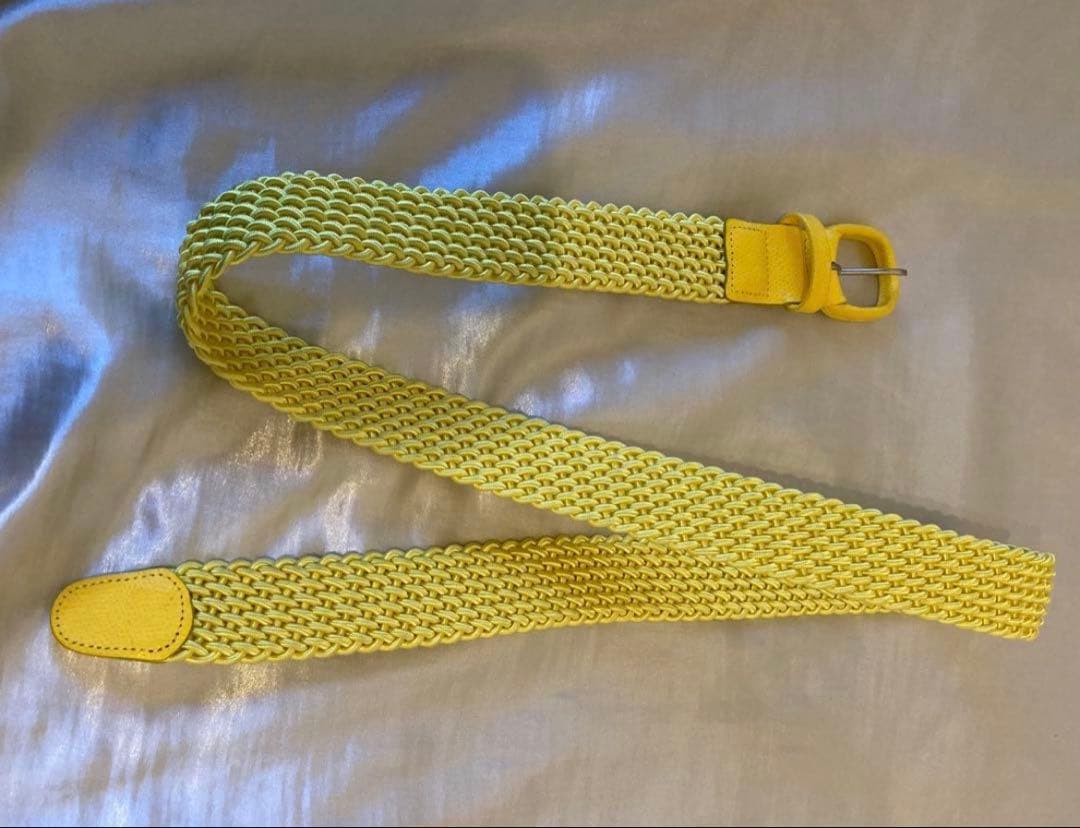 Q retailor made in italy mesh belt イエロー