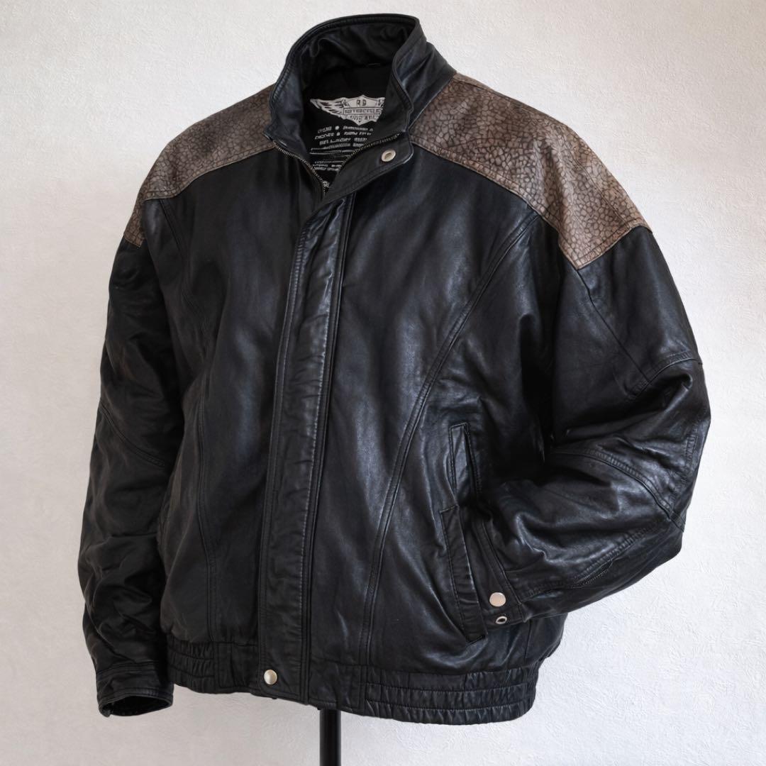 希少 90s ヴィンテージ レザージャケット ライダース 本革 メンズ 短丈
