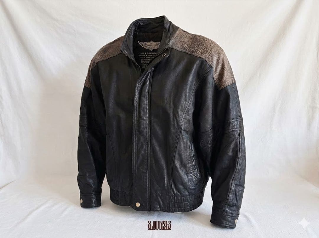 希少 90s ヴィンテージ レザージャケット ライダース 本革 メンズ 短丈