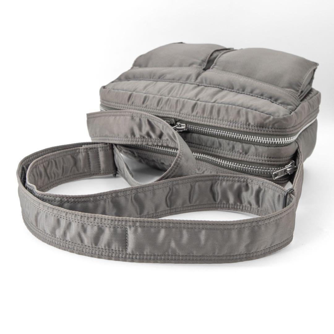 A039【美品】ポーター／タンカー　スリングバッグ　ショルダー　シルバーグレー