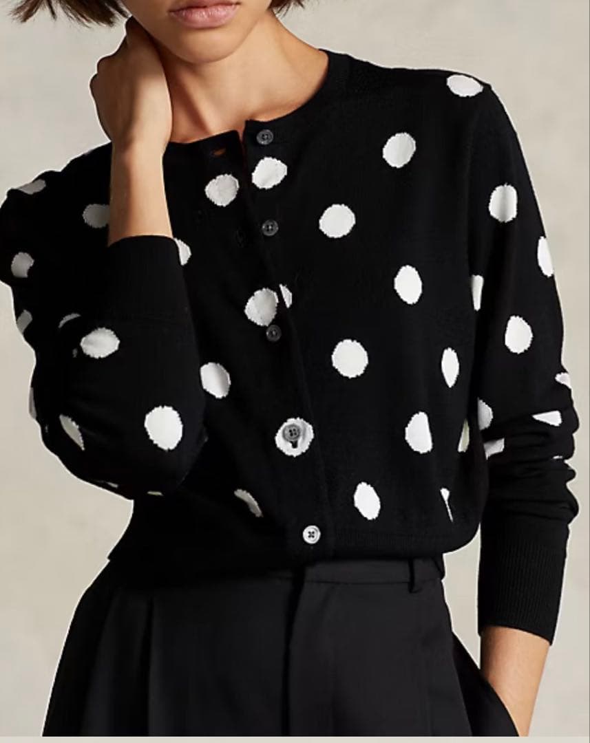 【未使用】ポロラルフローレン雑誌掲載ウール100%ドット柄ショートカーディガン